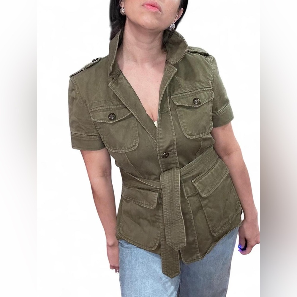 Rare Vintage 90s Ralph Lauren Safari Style Top Ft Waterbury Buttons Americana
